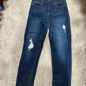 Cello Dark Blue Distressed Straight Leg Jeans